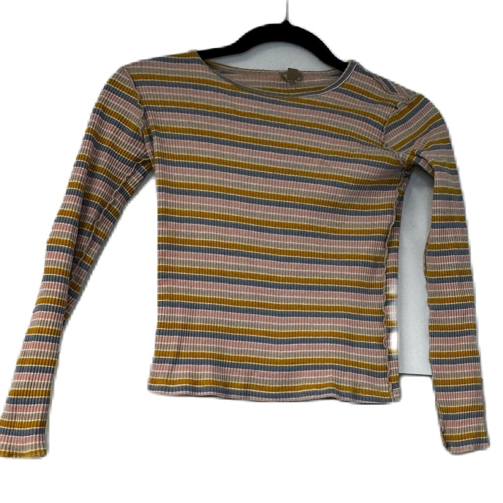 BRB woman's XXS cropper ribbed long sleeve pink blue yellow tan casual boho fun